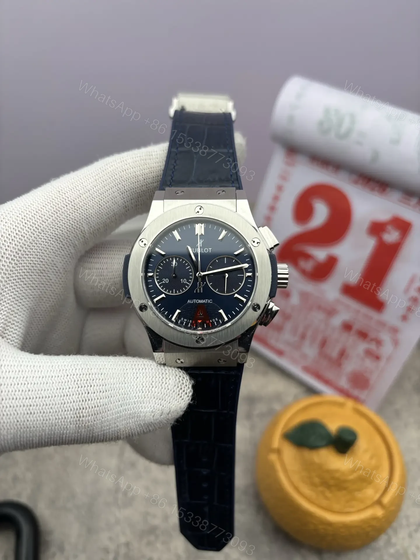 Super Clone Hublot Classic Fusion Blue Dial Rubber Strap 44MM Premium Chronograph RG-HUBLOT-CF-CHRONO-BLU-RUB-44 — view 1