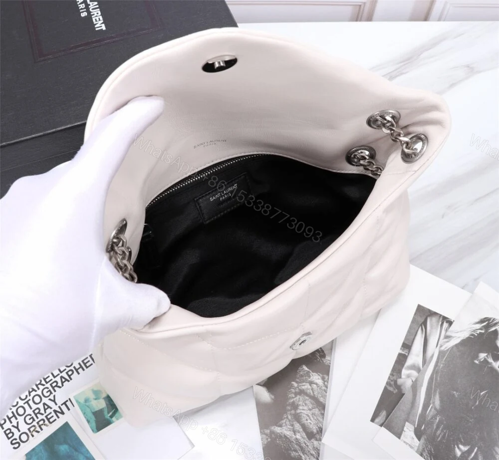 View 7 of Saint Laurent Loulou Small Chain Bag In Matelassé Y White Silver 29Cm 494699DV7269207