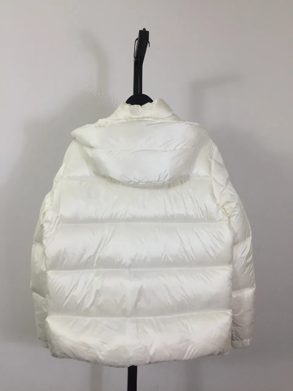 View 8 of White Puffer Jacket: Button-Detail, Luxe Moncler-Style Accent