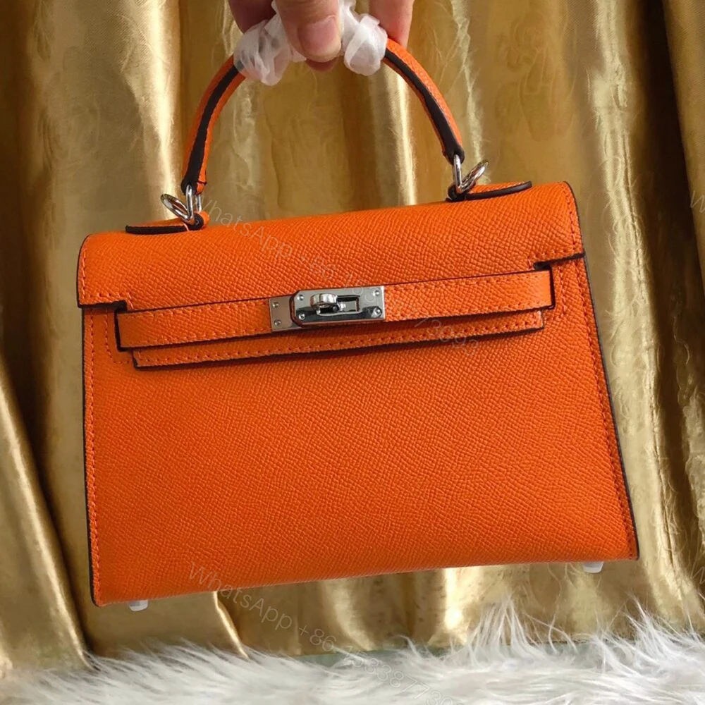 View 4 of Hermes Kelly Mini Epsom Handbag Orange 19Cm