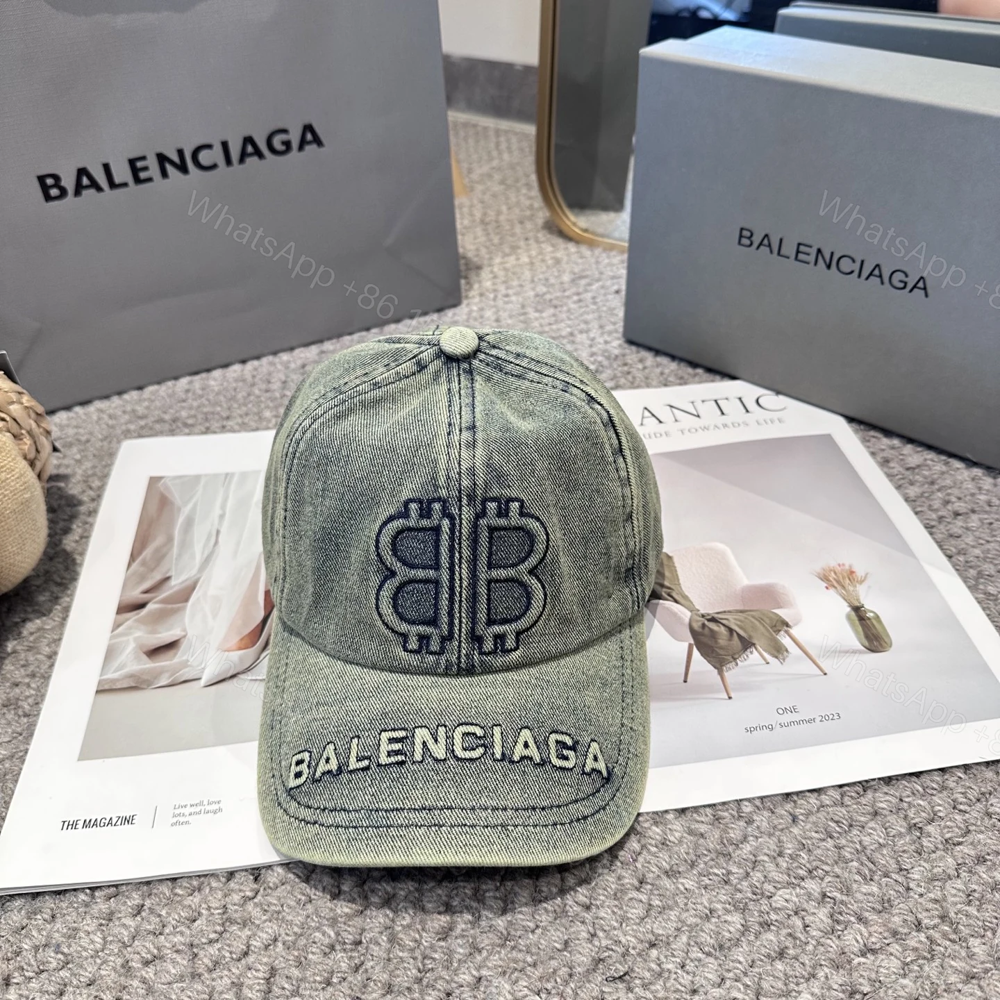 Balenciaga原單男女款BB刺繡軍綠復古棒球帽潮流百搭款 — view 1
