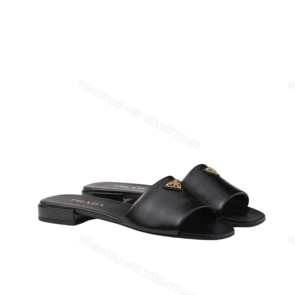 View 7 of PRADA SAFFIANO PATENT LEATHER SLIDES BLACK 1XX730 3A9S F0002 F 010
