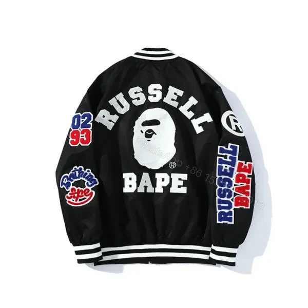 View 4 of Bape x Russell College Varsity Jacket Black