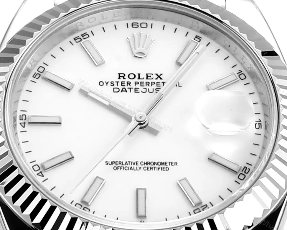 View 6 of Rolex Datejust 41 Stainless Steel Fluted Jubilee White 126334-0010