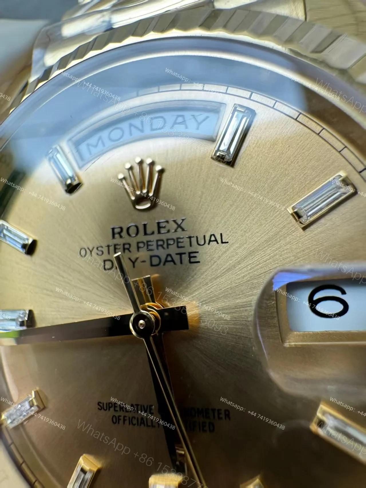 View 22 of Rolex Day-Date M228238-0005 1:1 Replica Gold Diamond Dial 40MM 3255 Movement Presidential Bracelet Super Clone Watch