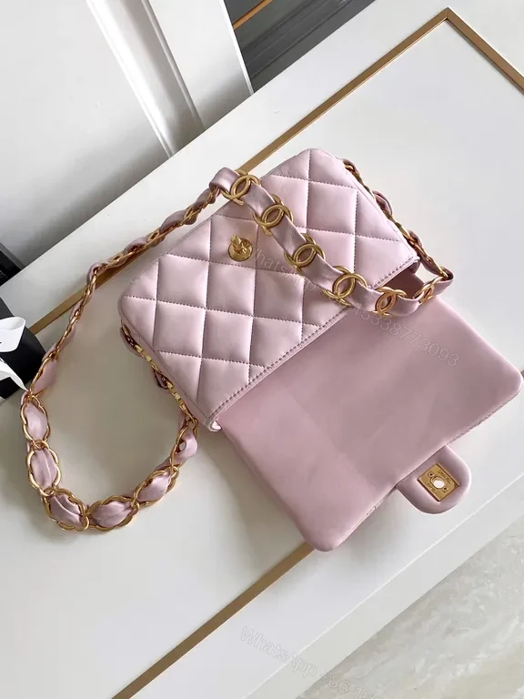 View 6 of Soft Pink Quilted Glam Bag: Compact Luxury Crossbody