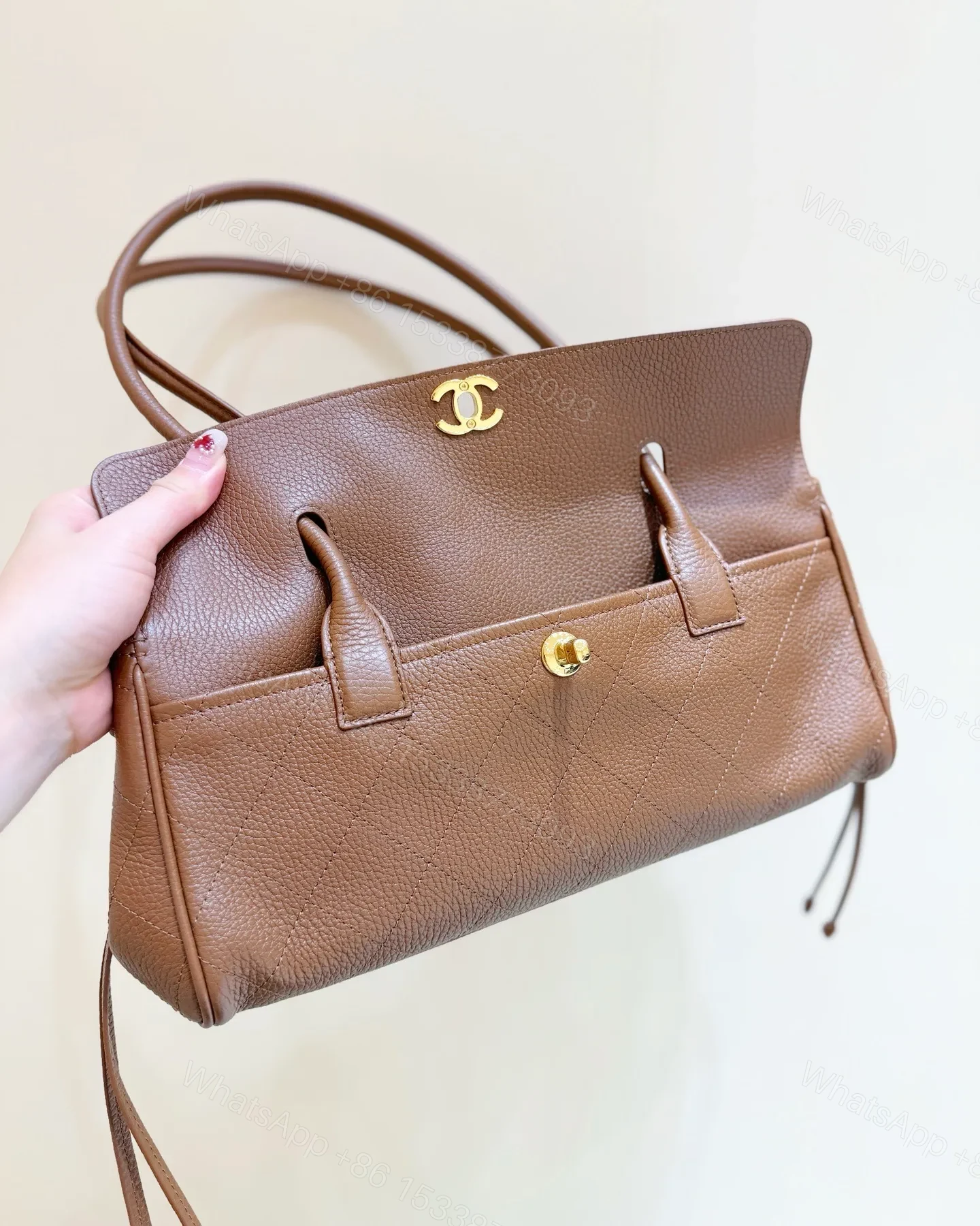 View 2 of Chanel Grained Calfskin Stitched Urban Essentials Small Shopping Bag