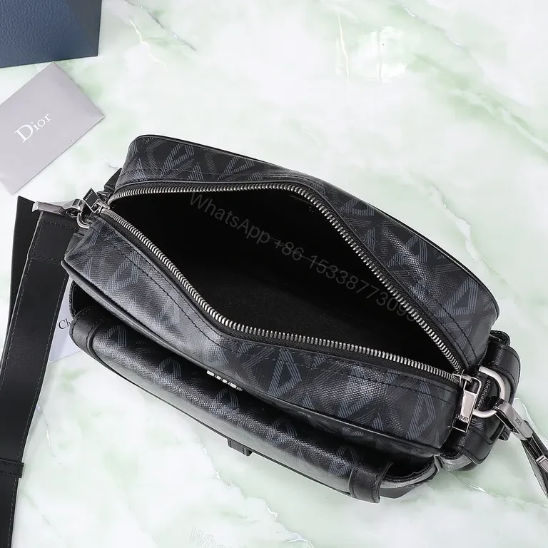 View 8 of Structured Iconic Crossbody: Black/Gray Premium Geometric Texture Tote Bag