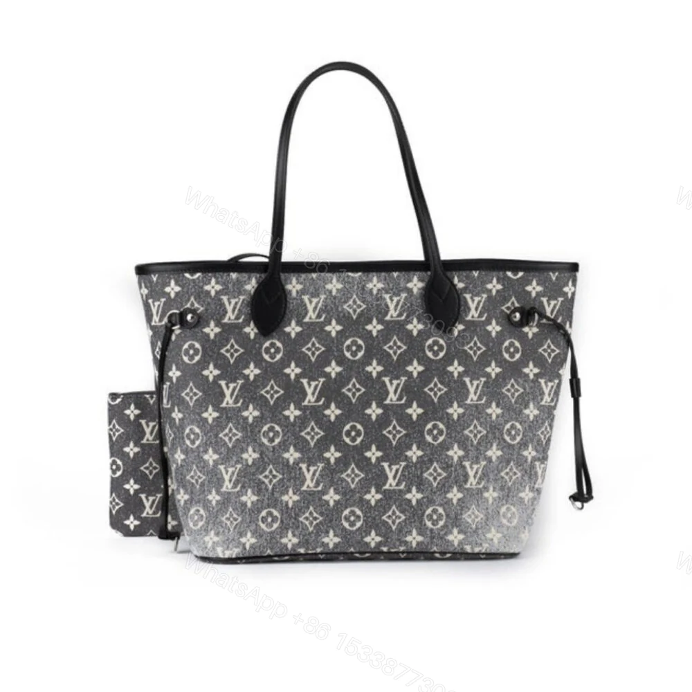 Louis Vuitton Neverfull MM Monogram Jacquard Denim Totes Bag Grey 31cm M21465 — view 1