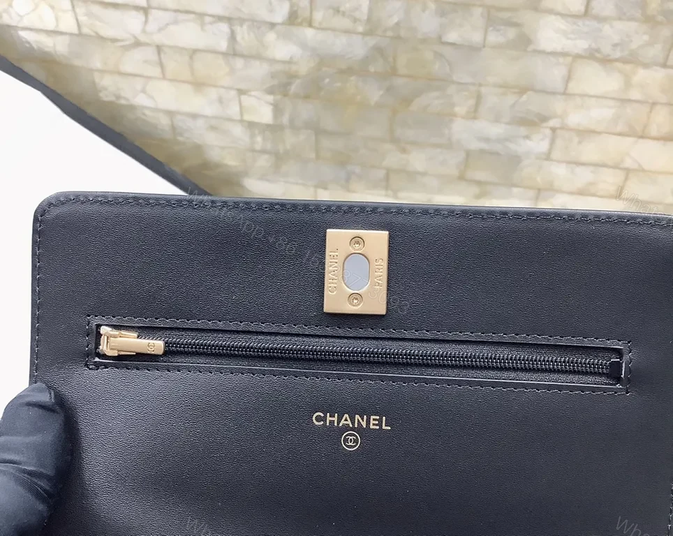 View 4 of Chanel-Inspired Quilted Small Flap Bag with Gold Chain