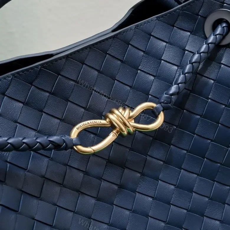 View 4 of Woven Leather Tote: Luxe Structured, Subtle Hardware Accent