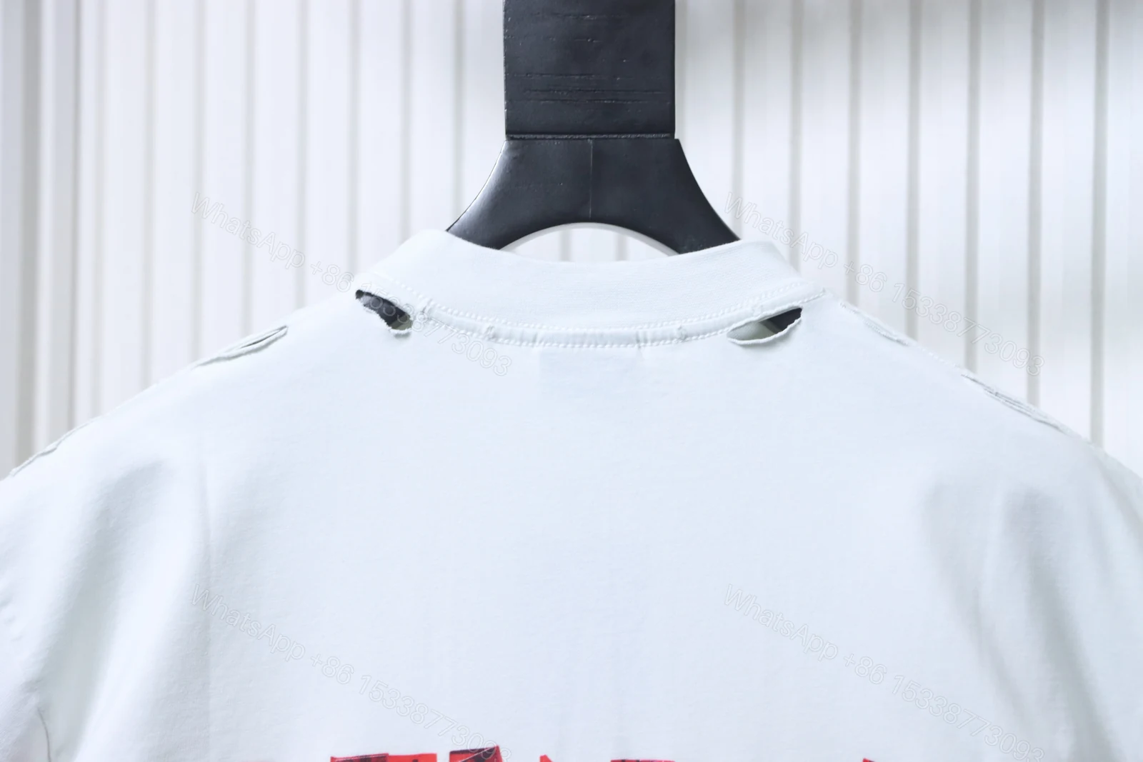View 3 of Balenciaga Clothes 25SS Red American Graffiti Letter Tape Short Sleeve T-shirt white