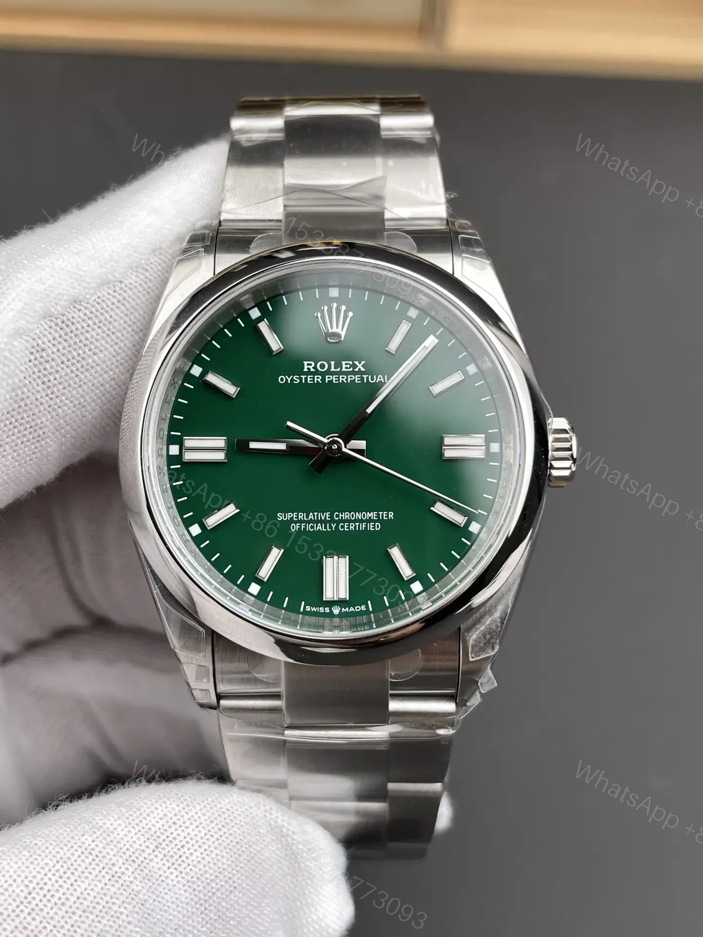 View 3 of Rolex Oyster Perpetual 36 126000 Green Dial Watch 126000-0005