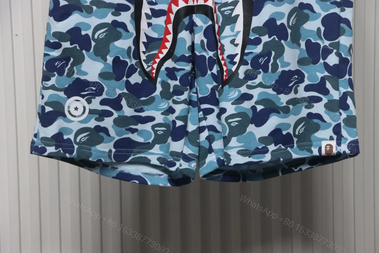 View 2 of Bape Camo Shark Shorts Blue