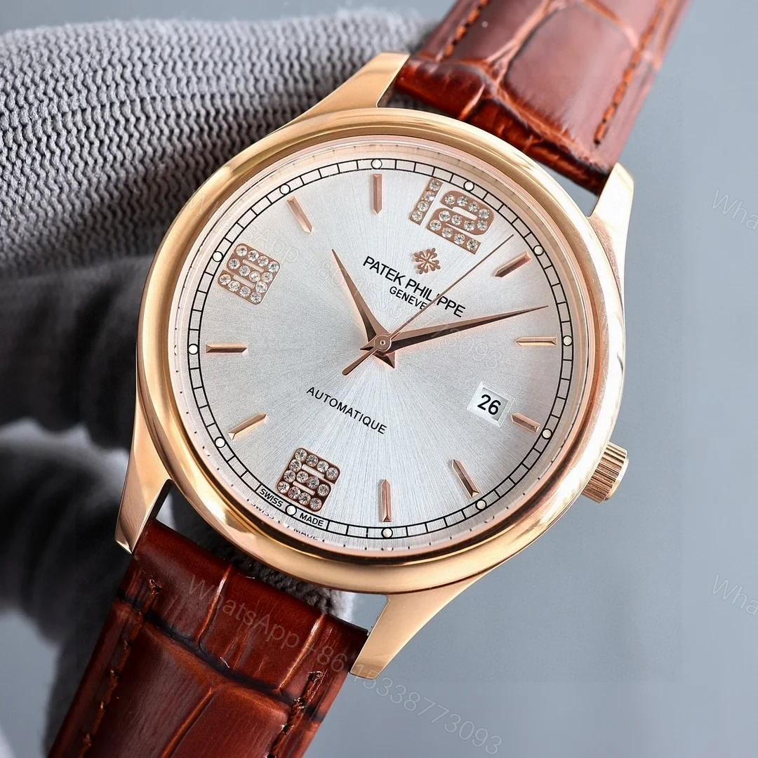 View 2 of Patek Philippe Style Diamond Numeral Automatic Mechanical Watch – 40mm Luxury Edition PATEK-DIAMOND-AUTO-40-8215-TW
