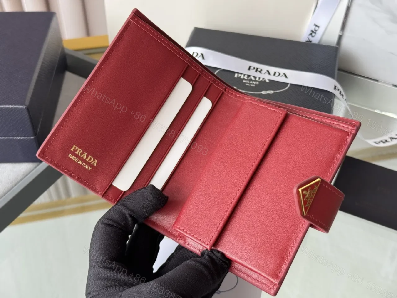 View 3 of Bold Red Saffiano Wallet: Compact Luxury for Everyday Use