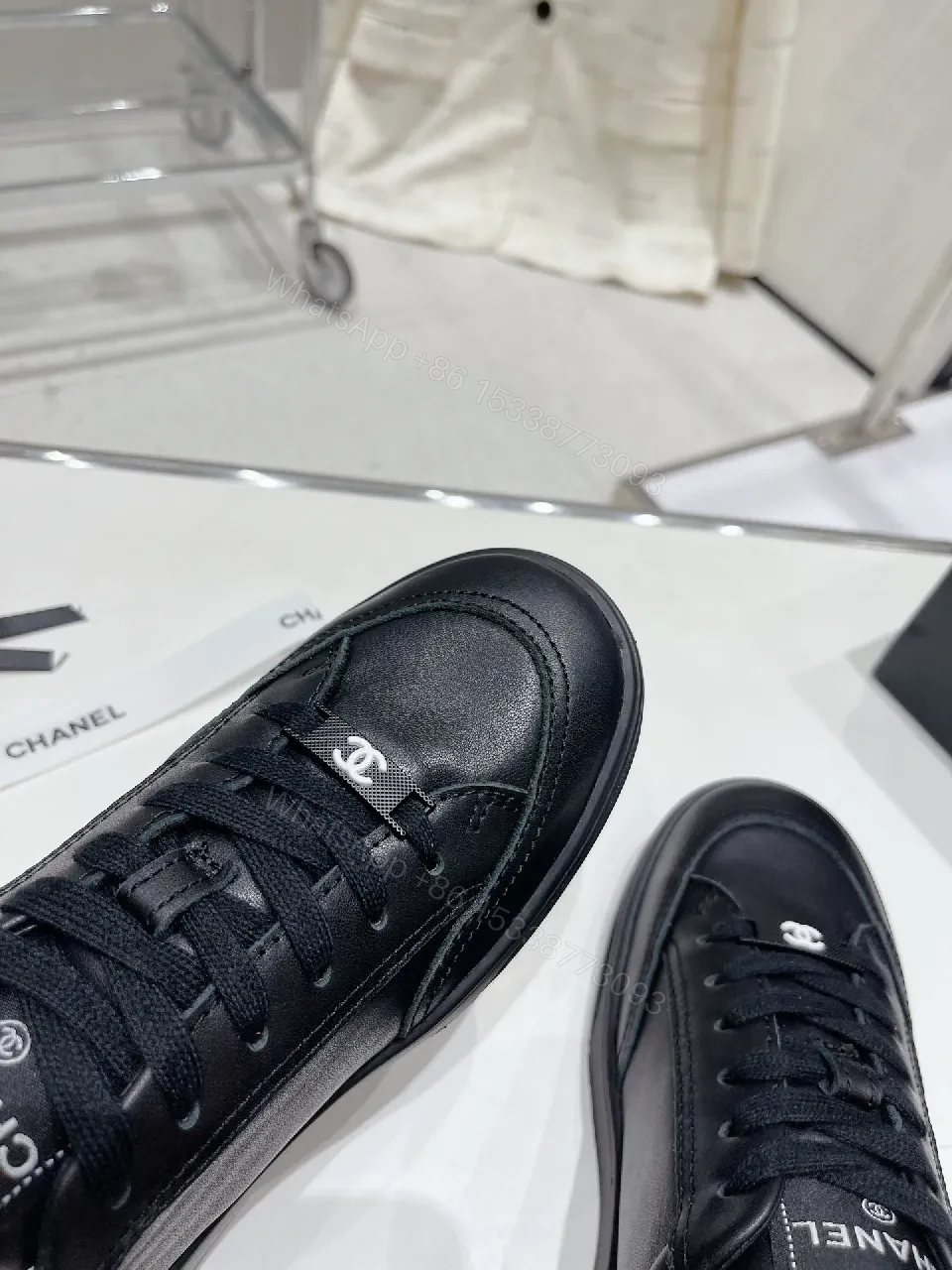 View 6 of Black Leather Sneakers: Subtle Branding, All-Day Comfort