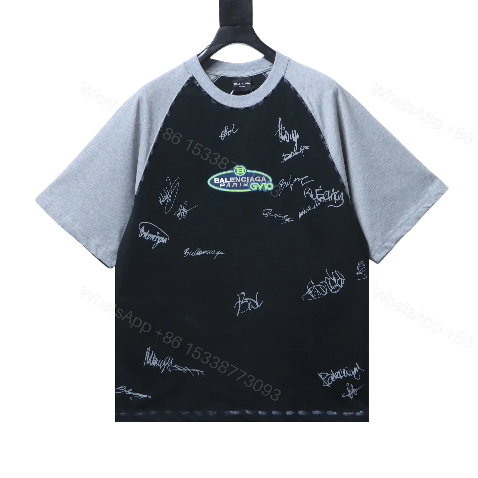 View 7 of Balenciaga Clothes 26SS Signature Letter Print Raglan Short Sleeve T-Shirt black