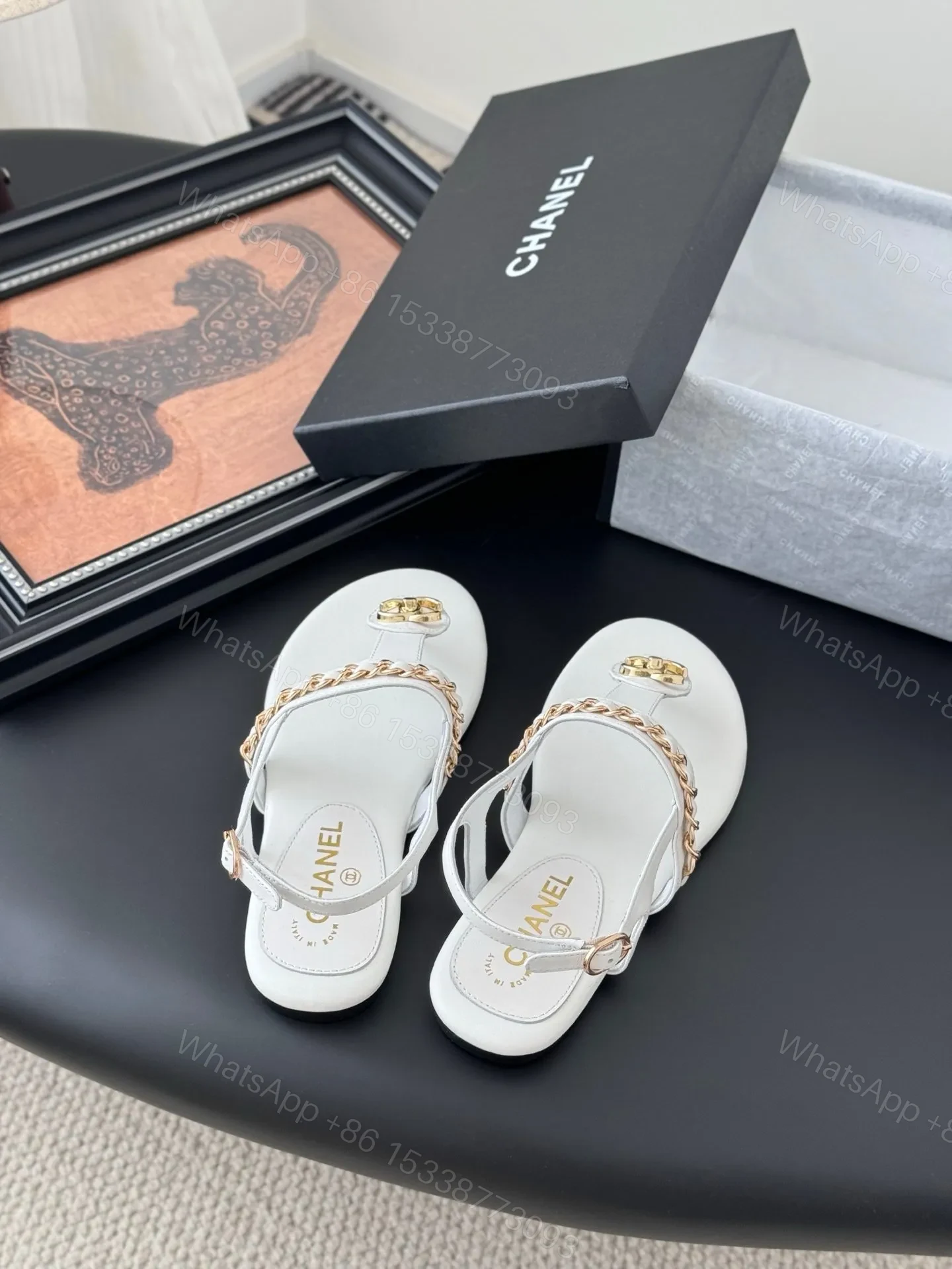 View 3 of Chanel Women White Leather Sandals