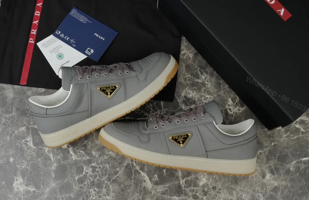 View 6 of Grey Leather Low-Top Sneakers | Subtle Texture, All-Day Comfort