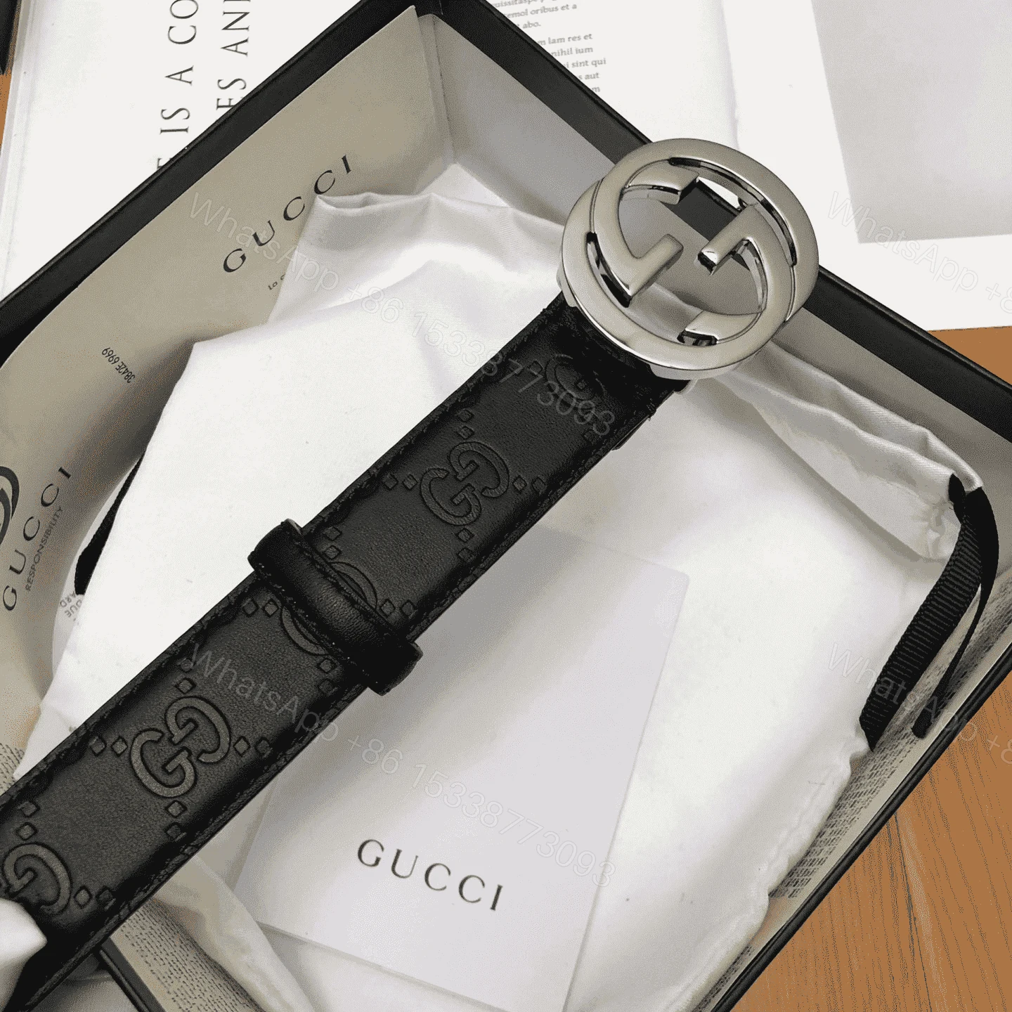 View 8 of GUCCI INTERLOCKING-G LEATHER BELT – B7