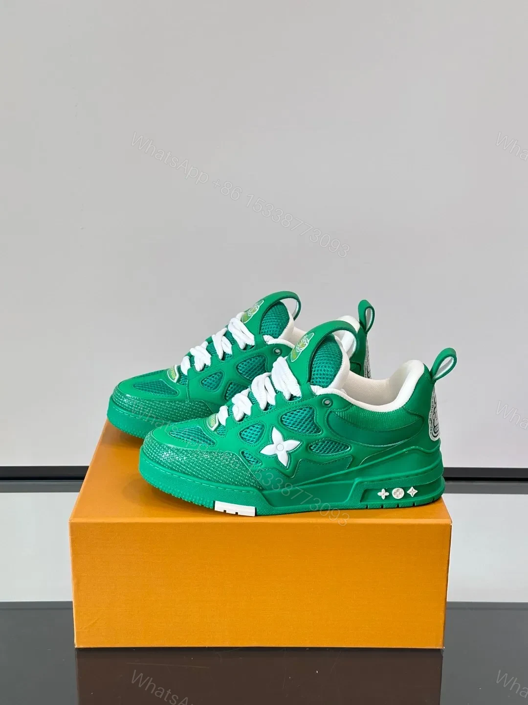 View 3 of LV Men Green Mesh Sneakers