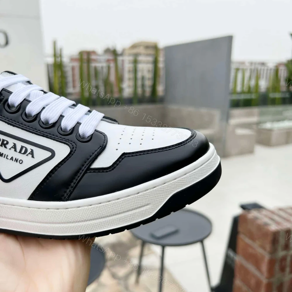 View 9 of Prada District Leather Sneaker Black White 1E790M 3LJ6 F0964 F 030
