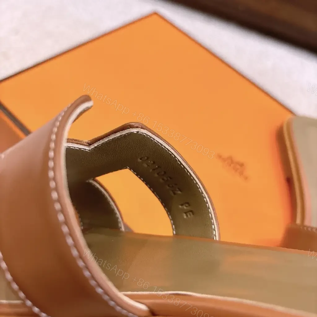 View 9 of H-Pattern Leather Slide Sandals: All-Day Comfort