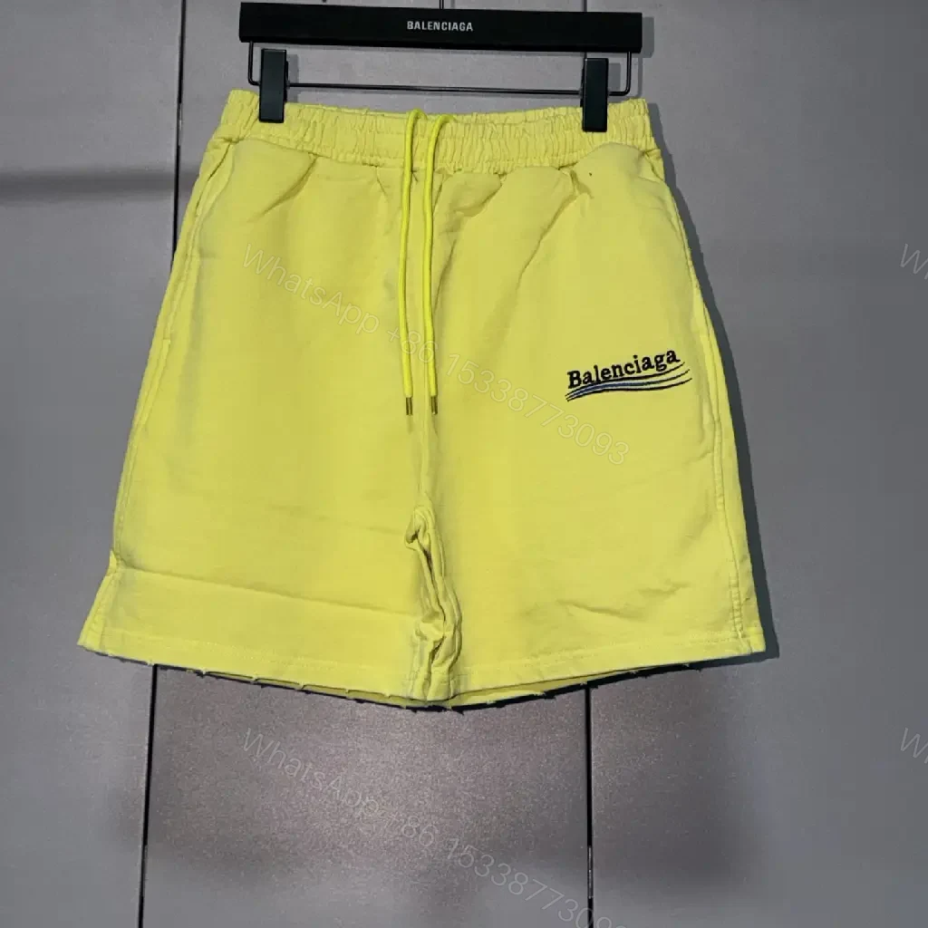 View 7 of Neon Yellow Nylon Swim Shorts with Drawstring Balenciaga Logo