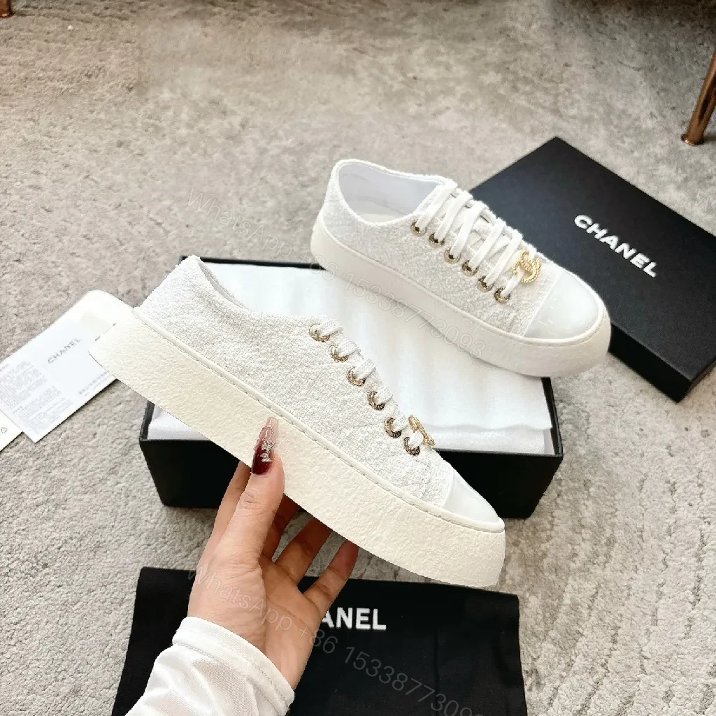 View 8 of Lux White Knit Sneakers with Gold Accents - Luxe Everyday Comfort