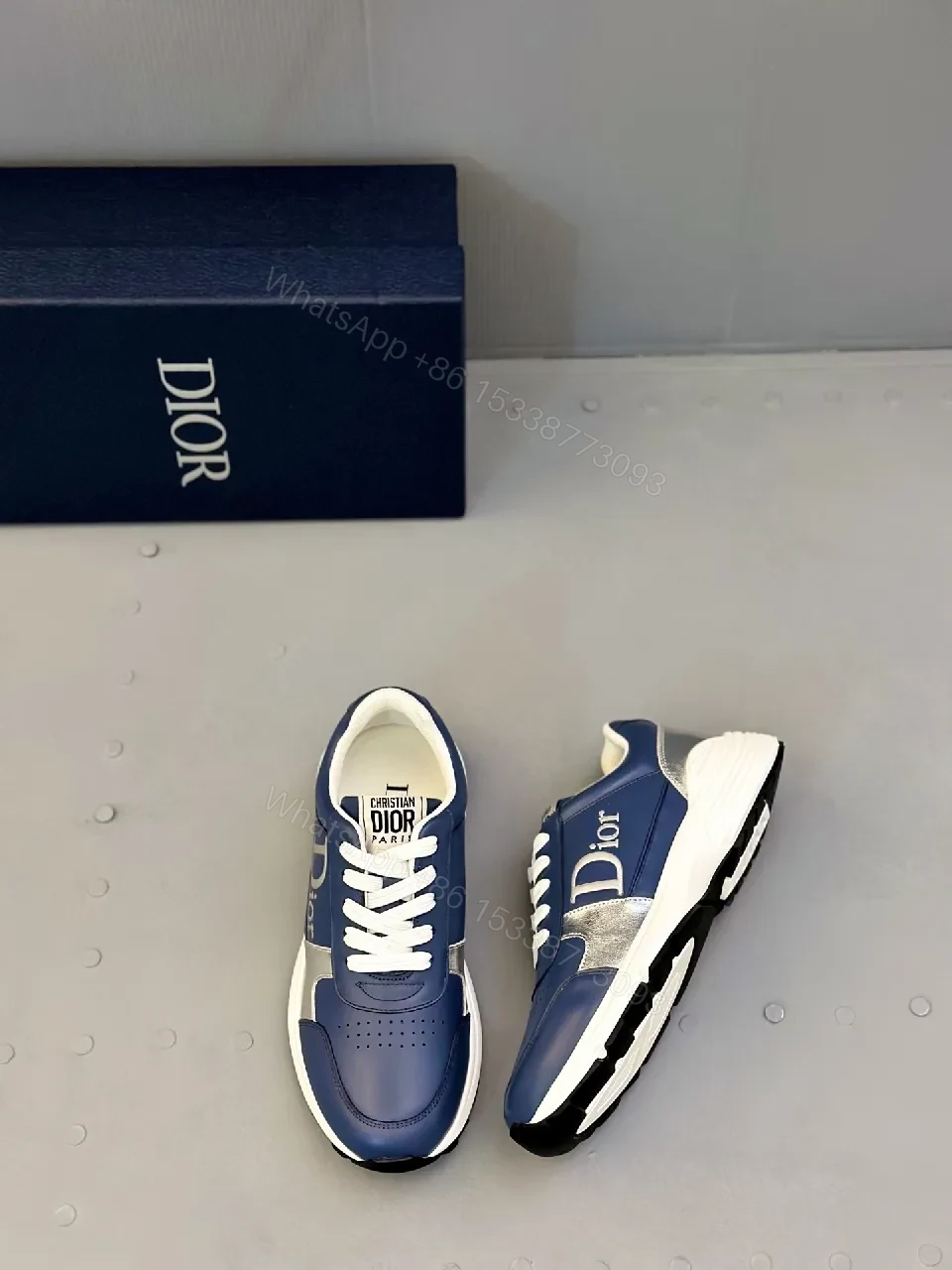 View 8 of Navy Leather-Like High-Top Sneaker | Smart Casual Comfort