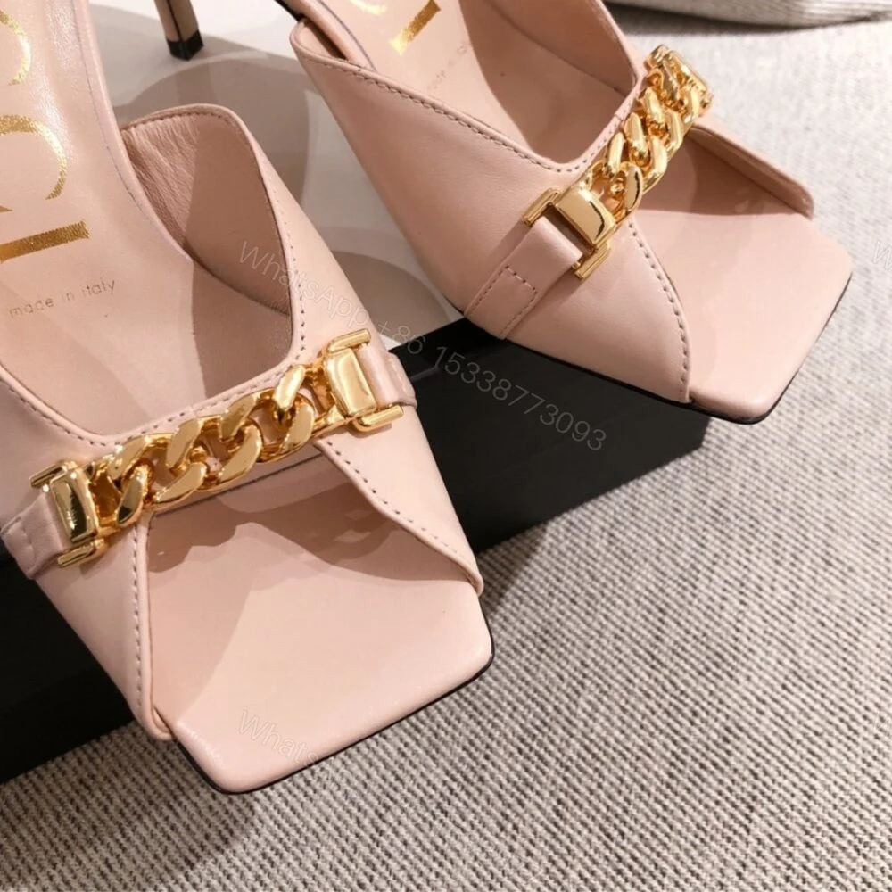 View 4 of Gucci Sylvie Chain Mule Sandals Pink