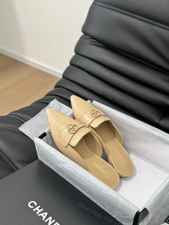 View 7 of Chanel-Inspired Nude Leather Mules â€” Sleek Everyday Luxe