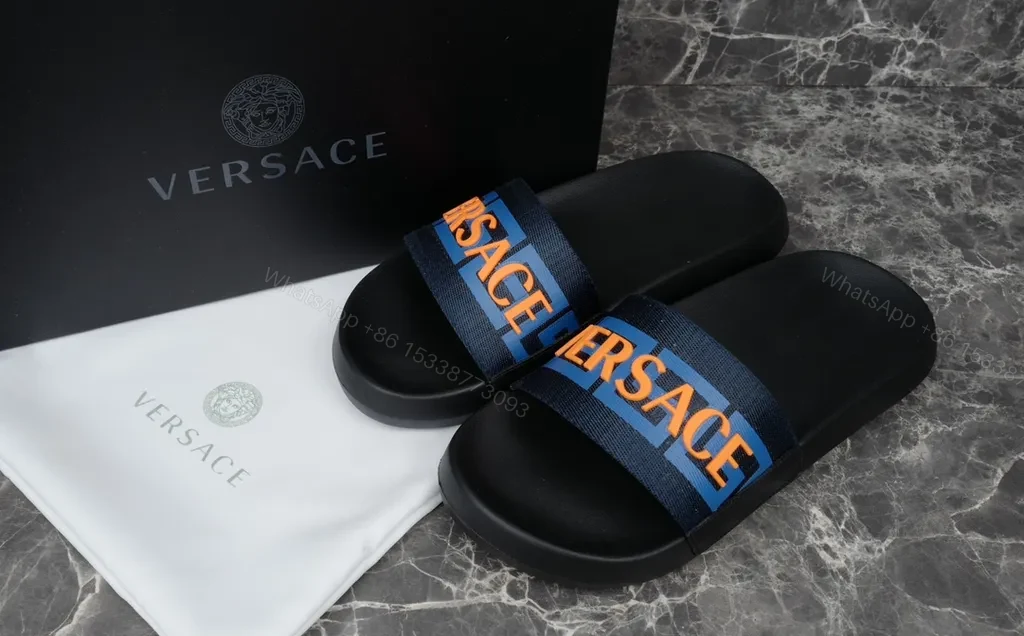 View 6 of Versace Logo Slide: Navy Strap, Ergonomic Comfort, Summer Ready