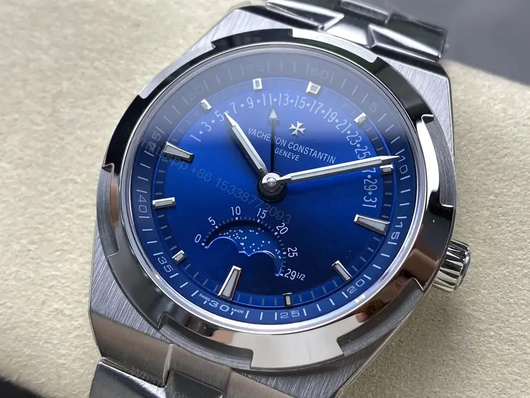 View 3 of Vacheron Constantin Overseas Moon Phase Retrograde Date Stainless Steel Blue Dial 4000V/210A-B911