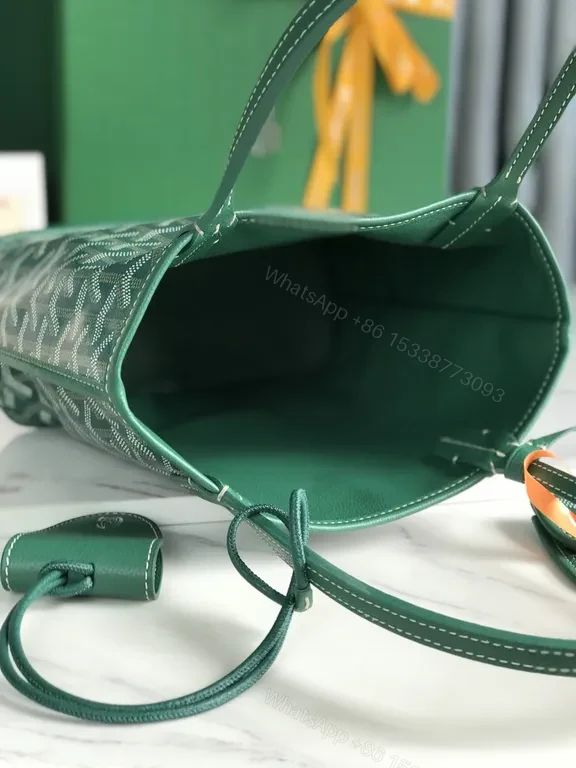 View 2 of Structured Luxe Green Tote Set: Monogrammed Top-Handle Duo