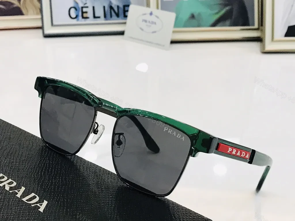 View 7 of White Prada Sunglasses: Gold Trim, UV400 Lenses, Luxury Acetate Frame
