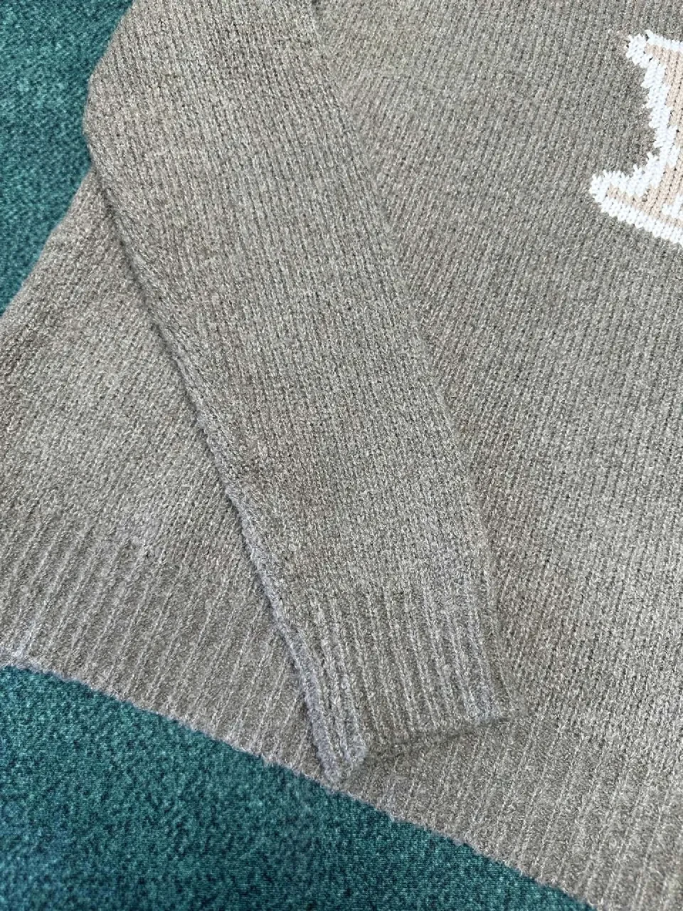 View 3 of Cozy Boucle Knit Luxury Monogram Sweatshirt with Subtle Shine