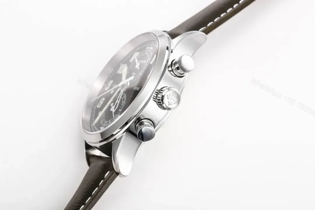 View 7 of Patek Philippe 5924G Multifunction Watch Silver Case with Black Dial and Brown Leather Strap