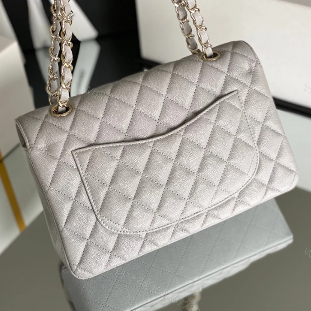 View 9 of Chanel Classic Handbag Grey With Gold Hardware 26cm A01112