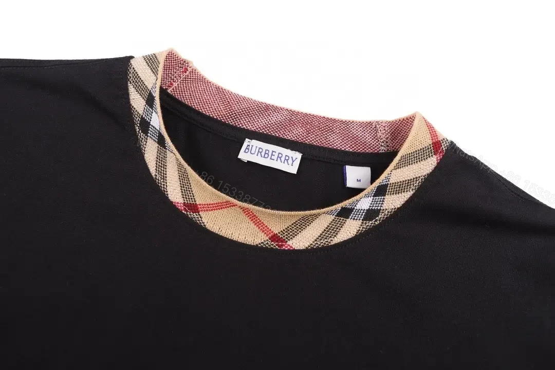 View 5 of Monochrome Essential Tee with Plaid Collar Detail