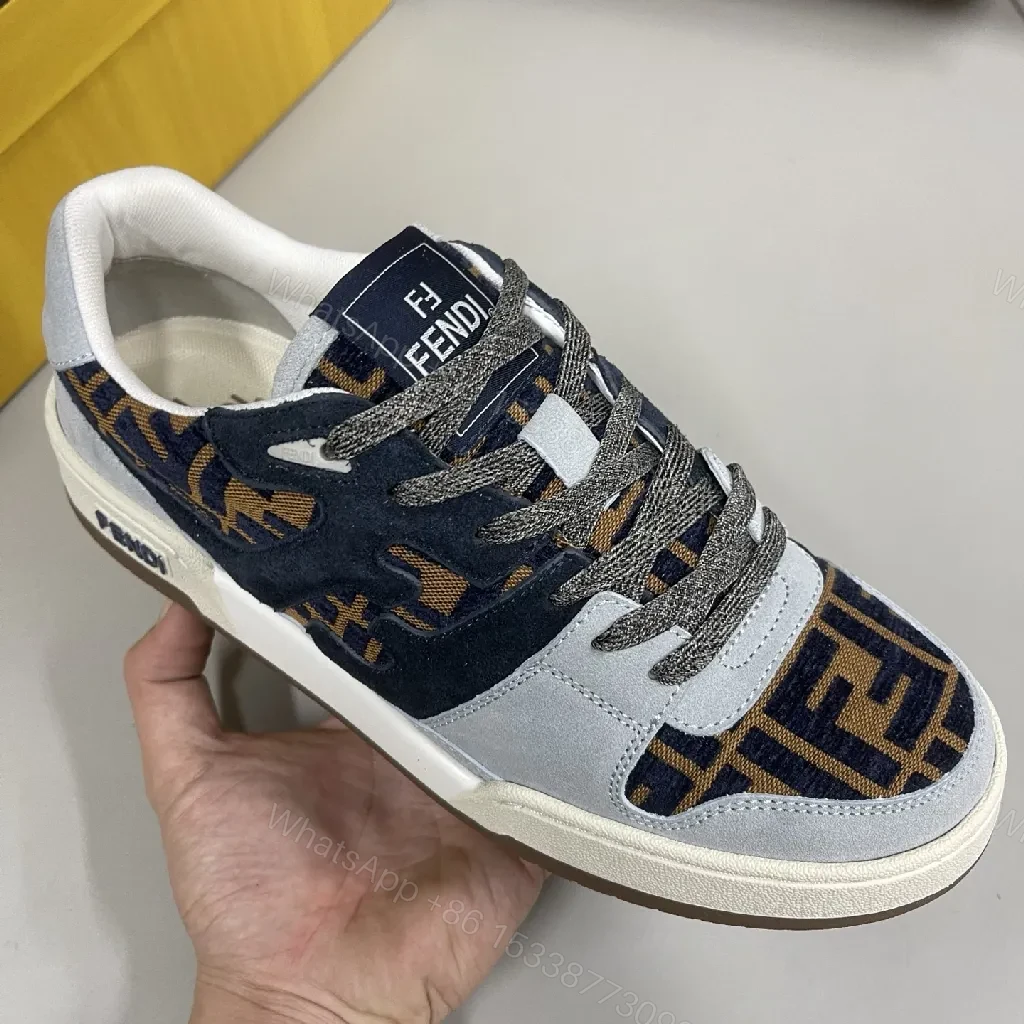 View 2 of Lux Texture Trainers: Suede Accents, Logo Pattern Sneaker