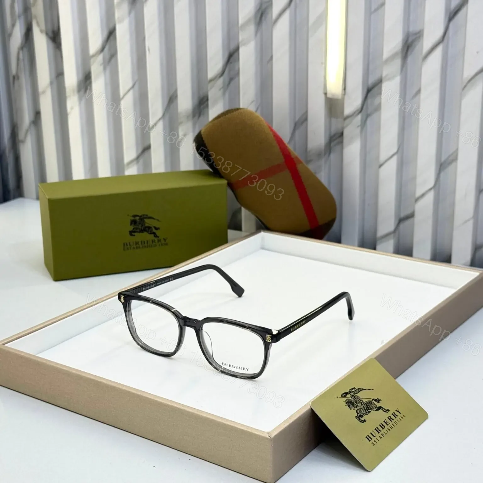 Burberry TB Square Eyeglasses Black — view 1