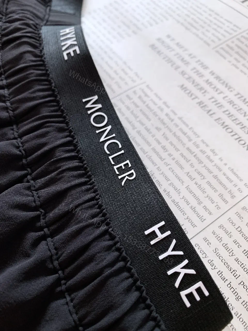 View 2 of Black Nylon Drawstring Moncler Style Shorts