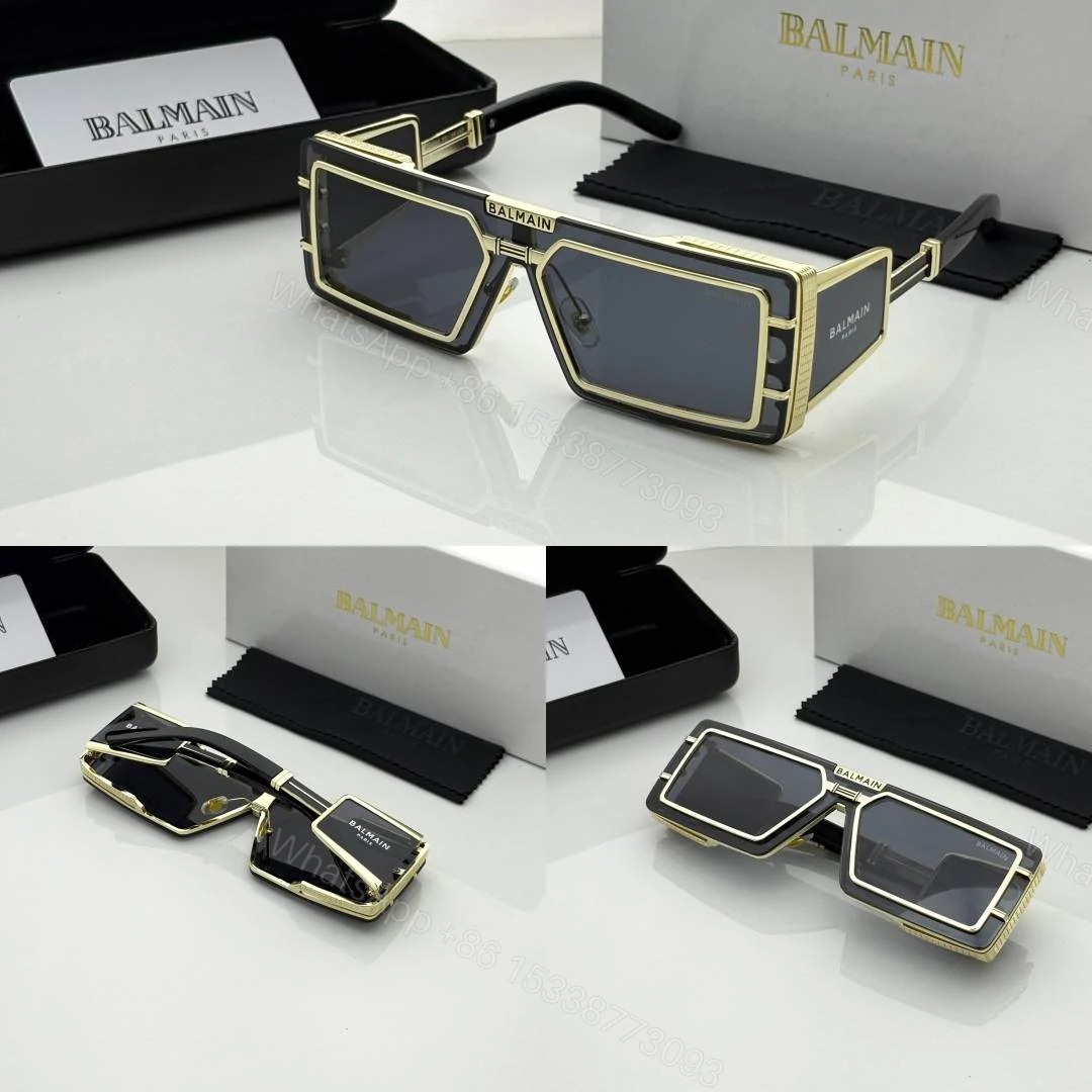 View 2 of First Copy Balmain Transparent Square Sunglasses Grey Lens Unisex UV Protection