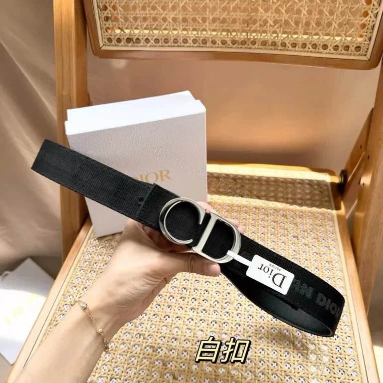 View 5 of Bold Black Belt with Signature Hardware - Dior-Inspired Class