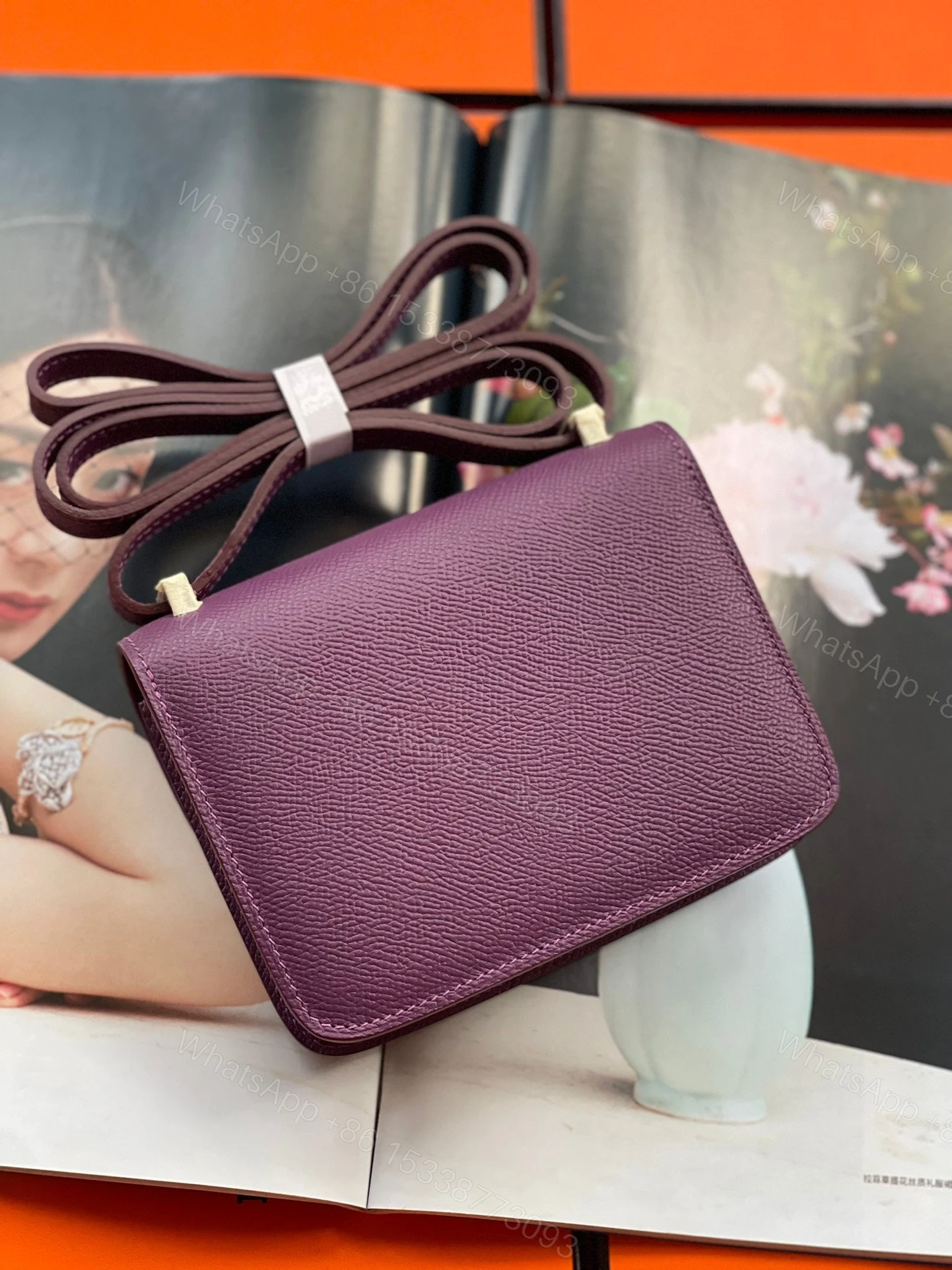 View 3 of H CONSTANCE MINI EPSOM SILVER-TONED HARDWARE VIOLET 14CM