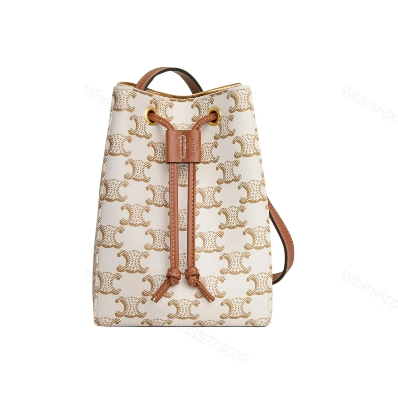CELINE MICRO SAILOR IN TRIOMPHE CANVAS WHITE AND TAN 17CM 10M742GCE 01TA — view 1