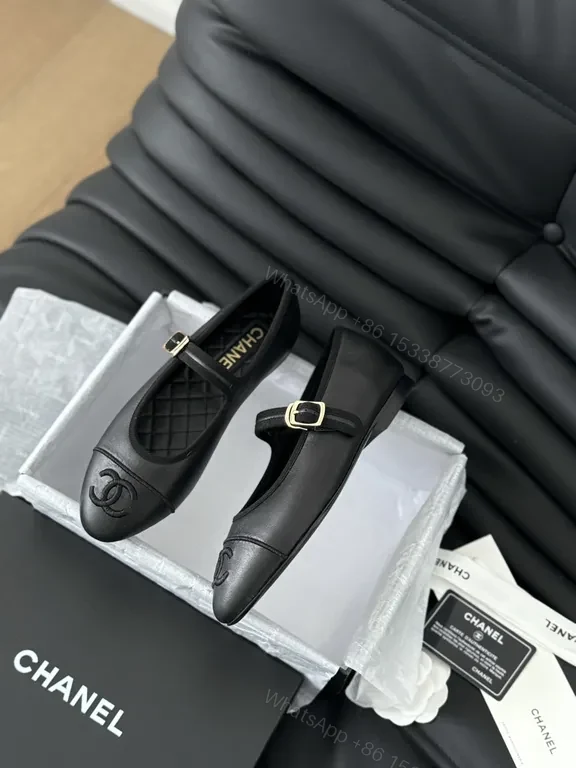 View 2 of Chanel-Inspired Black Leather Mary Janes: Luxe Comfort Flats