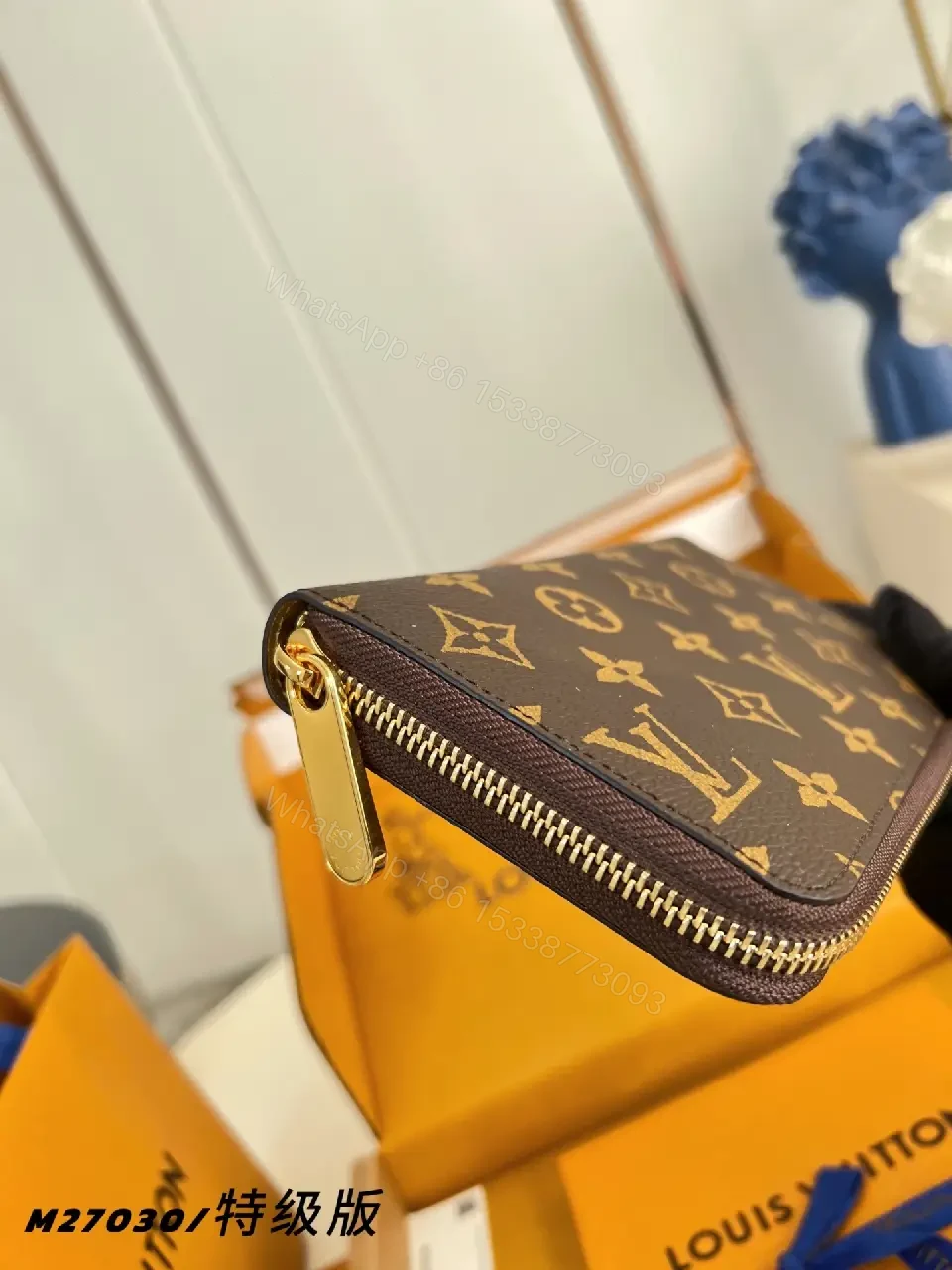 View 6 of Brown Monogram Canvas Wallet - Classic Luxury, Slim RFID Safe
